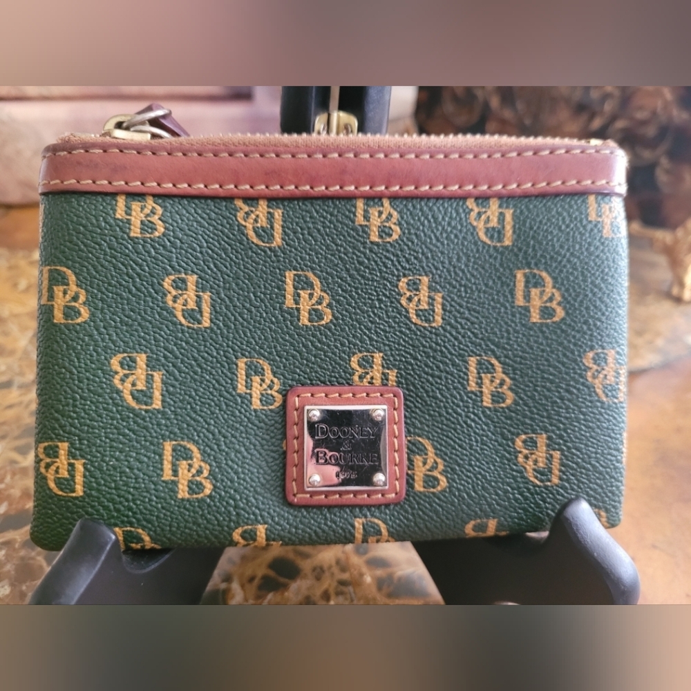 Dooney & Bourke Green and Brown Monogram Coin Purse
